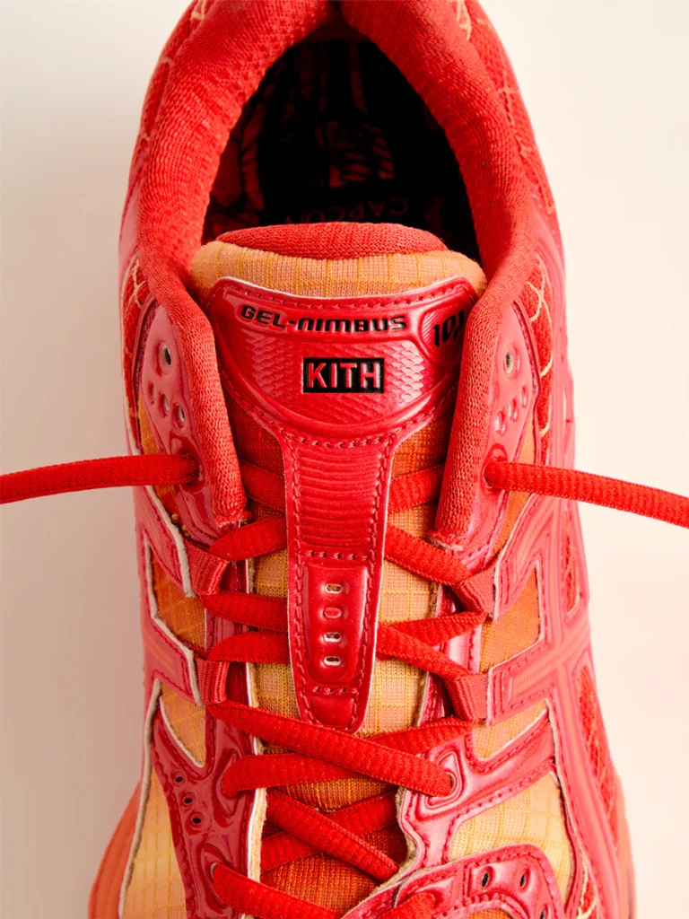 Kith and ASICS collaboration sneakers displayed with premium packaging and co-branded insoles